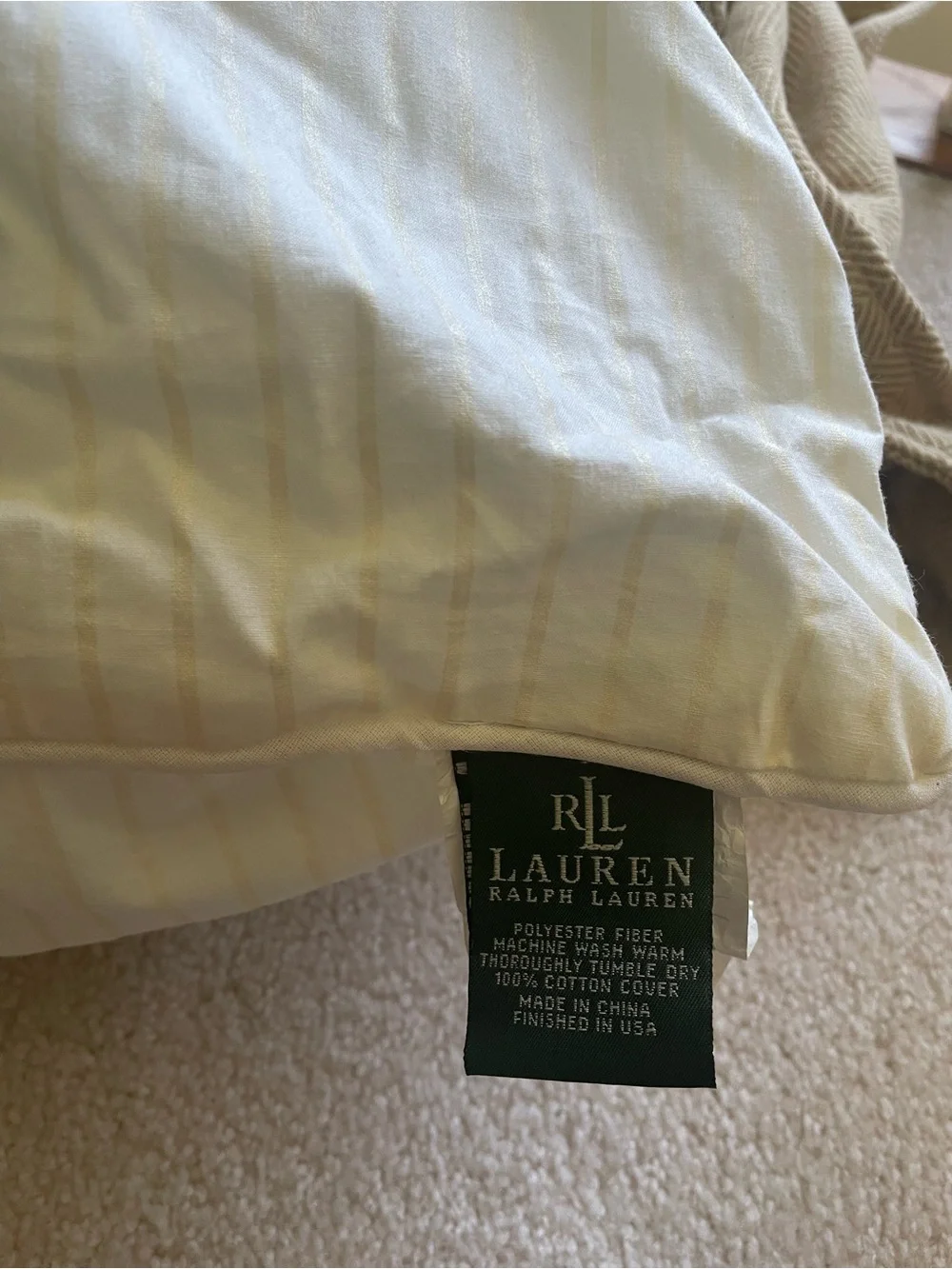 Set of (2) Ralph Lauren Tan Textured Square Throw Pillow Covers plus Inserts
